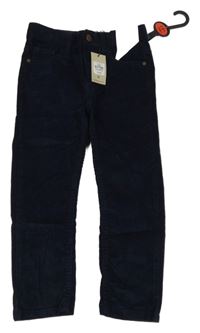 Nové - Tmavomodré manšestrové slim kalhoty Denim Co.