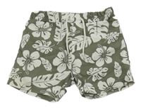 Kaki-biele kvetované plážové kraťasy Mothercare