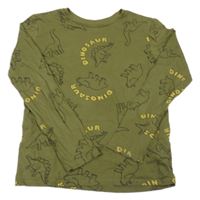 Khaki tričko s dinosaurami Sinsay