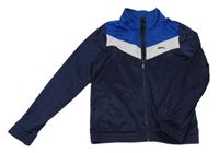 Tmavomodro-modro-biela prepínaci športová mikina s logom Slazenger