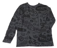 Tmavosivé tričko s nápismi Primark