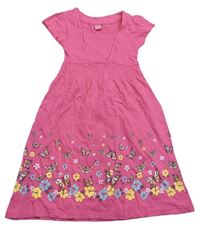Ružové šaty s motýlikmi a kvietkami Y.F.K.