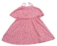 Ružové letné šaty s pírky Topolino