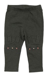 Tmavošedé melírované teplákové legíny se zajíčky H&M