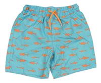 Svetlomodré plážové kraťasy so žralokmi zn. PRIMARK