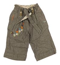 Kávové vzorované chino paper bag crop nohavice s kvietkami a zavazováním Next