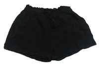 Čierne mačkané paper bag kraťasy s mašlou Next