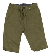 Khaki chino riflové kraťasy s listy Tu