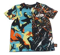 Černo-army tričko s logom a barevnými skvrnkami George