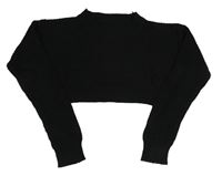 Čierny rebrovaný pletený oversize crop sveter SHEIN
