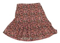 Čierno-ružovo-oranžová kvetovaná mačkaná sukňa PRIMARK