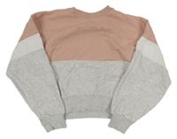 Pudrovo-svetlošedá -biela melírovaná crop mikina H&M