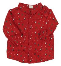 Červená vánoční košile s obrázky H&M