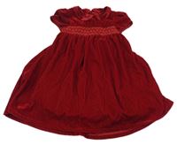 Tmavočervené zamatové šaty s výšivkou a golierikom Jojo Maman Bébé