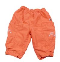 Lososové cargo šušťákové podšité nohavice s kvetmi C&A