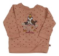 Staroružová mikina so sovičkami a srdiečkami BUBBLE GUM