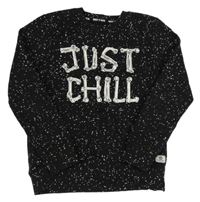 Čierna skvrnitá mikina s nápismi C&A