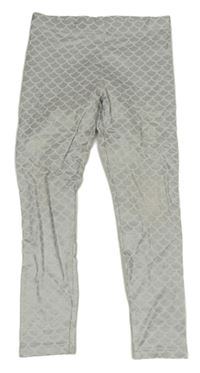 Stříbrno-biele legíny so šupinkami George