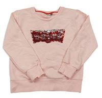 Světlerůžová mikina s překlápěcími flitry s logem Levi´s