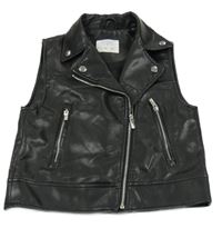 Čierna koženková podšitá crop vesta ZARA