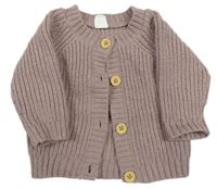 Kakaový žebrovaný propínací svetr H&M