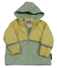 Šafránovo-světleolivová nepromokavá jarná bunda s kapucňou lupilu