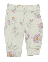 Smotanové tepláky s kvietkami a mašličkou carter's