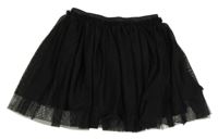 Čierna tylová sukňa so trblietavým pasom GIRLS