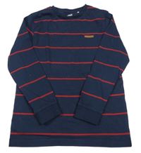 Tmavomodro-červené pruhované mikinotriko s nášivkou YIGGA