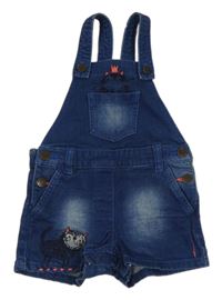 Tmavomodré teplákové riflové laclové kraťasy s kočičkami Next