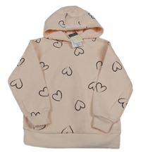 Světlerůžová teplá mikina se srdíčky a kapucí PRIMARK