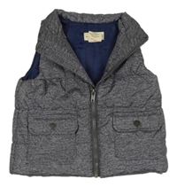 Tmavosivá melírovaná prešívaná šušťáková zateplená vesta RORIE WHELAN