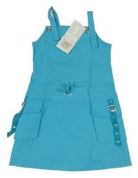 Nové - azurové cargo plátenné šaty fashion express