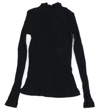 Čierny rebrovaný svetrový rolák Matalan