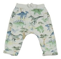Biele turecké tepláky s dinosaurami a stromami Tu