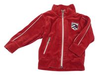Červená zamatová prepínaci mikina s nášivkou a pruhmi TOMMY HILFIGER