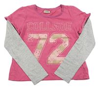 Ružovo-sivé crop tričko s nápisom a číslom Next