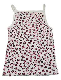 Biely rebrovaný top s leopardím vzorom Y.F.K.
