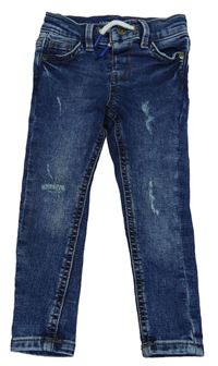 Modré teplákové skinny rifle s vyšúchaním Denim Co.