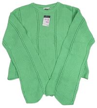 Zelený crop svetr s perforovaným vzorem Primark