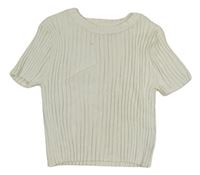 Biele rebrované pletené crop tričko H&M