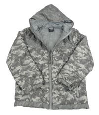 Šedá army šusťáková zateplená bunda s kapucí Umbro