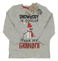 Nové - Sivé melírované tričko so sněhulákem a nápisom zn. Nutmeg