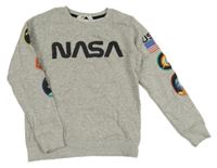 Sivá melírovaná mikina s obrázky na rukávech - NASA H&M