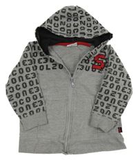 Sivá melírovaná prepínaci mikina s písmeny a kapucňou Dopodopo