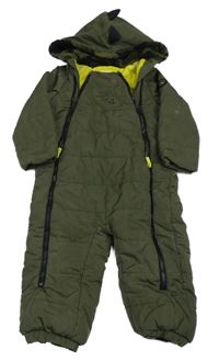 Khaki šusťáková zimní kombinéza s kapucí s ostny C&A