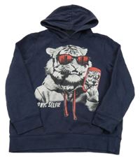 Tmavomodrá mikina s tigrom a kapucňou C&A