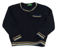 Tmavomodrá mikina s vreckom Benetton