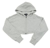 Svetlosivá melírovaná prepínaci crop mikina s kapucňou New Look