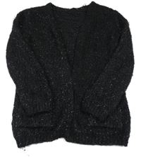 Čierny trblietavý chlpatý svetrový cardigan George